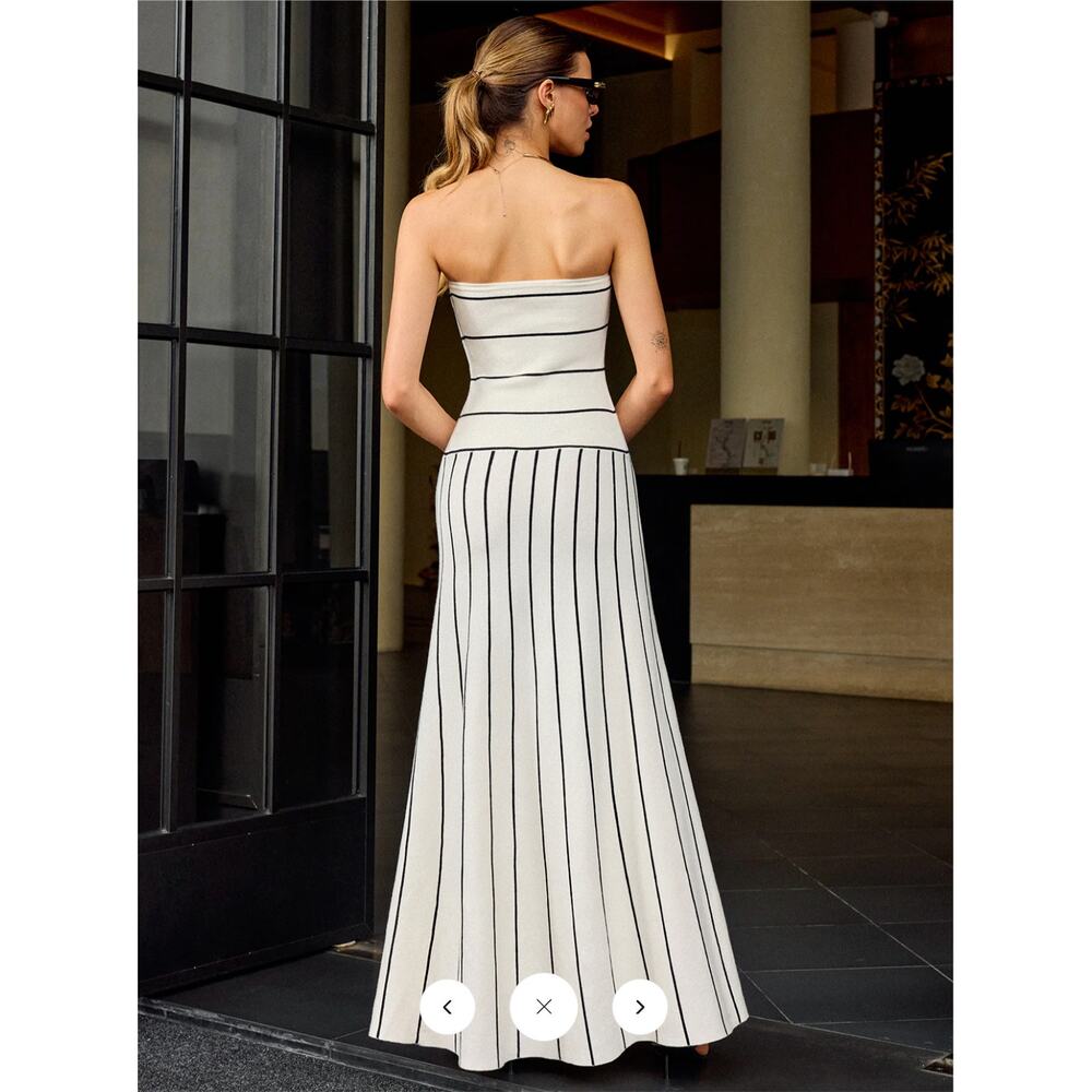 NWT Commense Strapless Striped Maxi Dress Sz M - Picture 6 of 6
